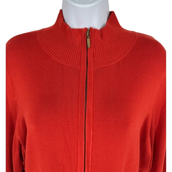 Marc Bouwer Long Sleeve Full Zip Fitted Knit Top Women's Size L - Picture 2 of 10